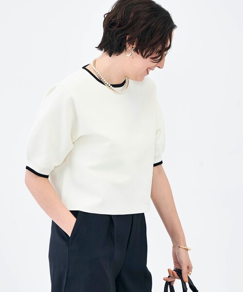 NOLLEY’S(ノーリーズ)の「《手洗い可能》ホールガーメントパフスリーブニットT(ニット/セーター・レディース・ブラック系その他/ホワイト系その他2/グリーン系その他・38)」の7枚目の写真