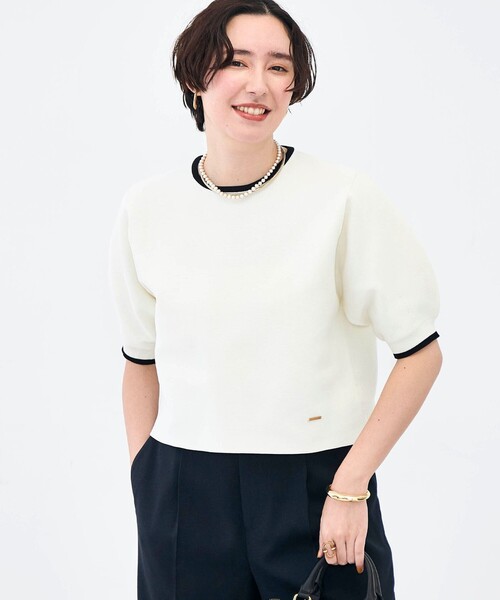 NOLLEY’S(ノーリーズ)の「《手洗い可能》ホールガーメントパフスリーブニットT(ニット/セーター・レディース・ブラック系その他/ホワイト系その他2/グリーン系その他・38)」の12枚目の写真