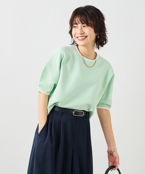 NOLLEY’S(ノーリーズ)の「《手洗い可能》ホールガーメントパフスリーブニットT(ニット/セーター・レディース・ブラック系その他/ホワイト系その他2/グリーン系その他・38)」の20枚目の写真