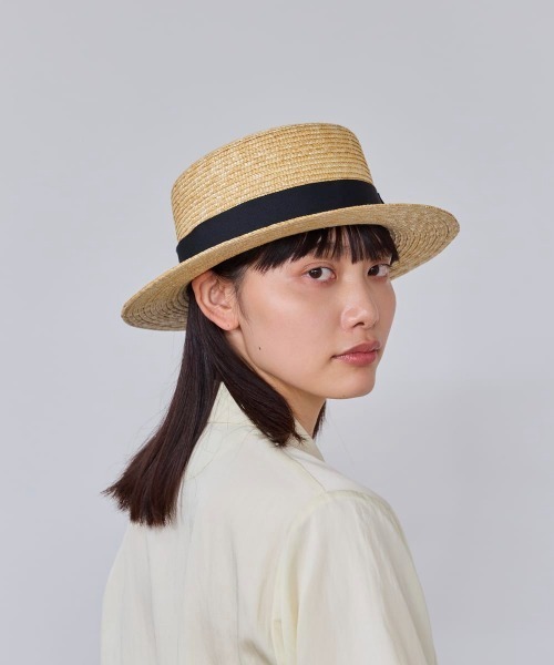 OVERRIDE（オーバーライド）の「OVERRIDE  STRAW BRAID BOATER SG / オーバーライド（ハット・レディース・ブラック・59cm/M/57.5cm）」の7枚目の写真