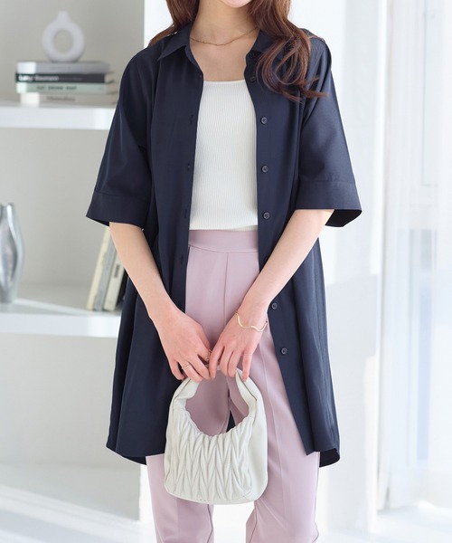 alotta（アロッタ）の「シャツチュニックワンピース（チュニック・レディース・ブラック/ライトグリーン/ピンク/ネイビー/チャコール・M/L/LL）」の14枚目の写真