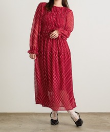ウエストギャザードットワンピース