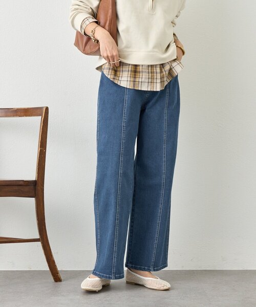 Jena espace merveilleux（ジェナ　エスパスメルヴェイユ）の「ステッチストレートデニムパンツ（デニムパンツ・レディース・グレー/ブルー・FREE）」の2枚目の写真