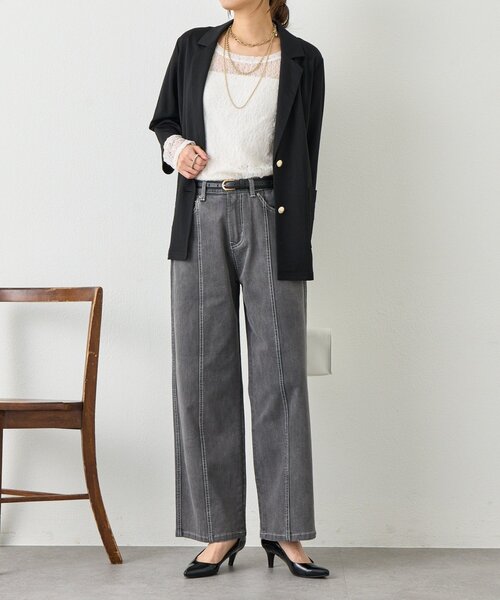 Jena espace merveilleux（ジェナ　エスパスメルヴェイユ）の「ステッチストレートデニムパンツ（デニムパンツ・レディース・グレー/ブルー・FREE）」の20枚目の写真