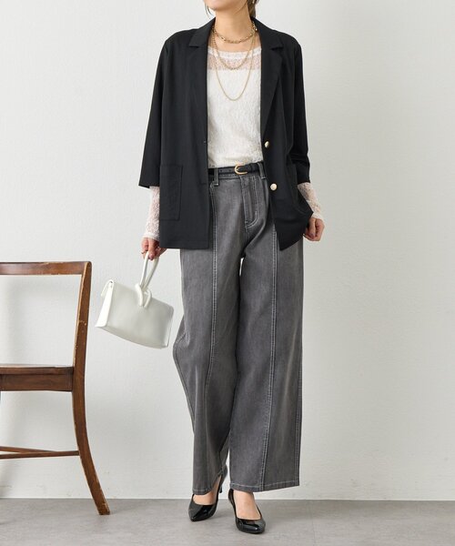 Jena espace merveilleux（ジェナ　エスパスメルヴェイユ）の「ステッチストレートデニムパンツ（デニムパンツ・レディース・グレー/ブルー・FREE）」の22枚目の写真