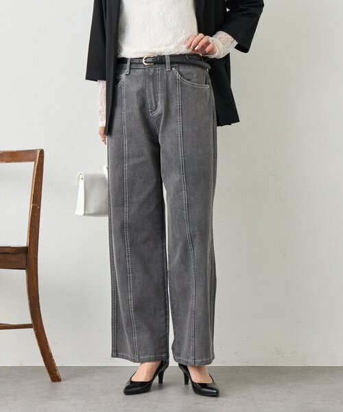 Jena espace merveilleux（ジェナ　エスパスメルヴェイユ）の「ステッチストレートデニムパンツ（デニムパンツ・レディース・グレー/ブルー・FREE）」の4枚目の写真