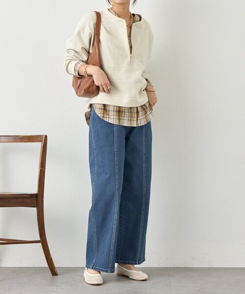 Jena espace merveilleux（ジェナ　エスパスメルヴェイユ）の「ステッチストレートデニムパンツ（デニムパンツ・レディース・グレー/ブルー・FREE）」の7枚目の写真