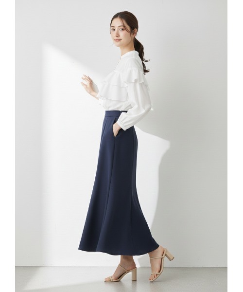 CHhdmn(シーエイチヒデモン)の「ダブルフリルブラウス ボリューム袖 メタリックボタン シャツ/ノーカラー 秋冬(シャツ/ブラウス・レディース・ライトブルー/ブラック/ホワイト/ピンク・M/L)」の5枚目の写真