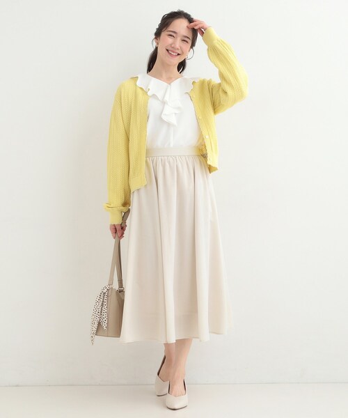 SHOO・LA・RUE（シューラルー）の「ギャザーフレアスカート（スカート・レディース・ライトベージュ/スモーキーグリーン系/ネイビー・00）」の10枚目の写真