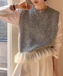 チュールフリルニットベスト