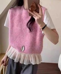 チュールフリルニットベスト