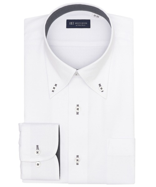 TOKYO SHIRTS(トウキョウシャツ)の「【吸水速乾】【COFREX】形態安定ノンアイロン ボタンダウン 長袖ビジネスワイシャツ(ビジネスシャツ・メンズ・ホワイト・首回り37cm-裄丈80cm/首回り37cm-裄丈84cm/首回り39cm-裄丈80cm/首回り39cm-裄丈84cm/首回り41cm-裄丈82cm/首回り41cm-裄丈86cm/首回り42cm-裄丈82cm/首回り42cm-裄丈86cm/首回り43cm-裄丈82cm/首回り43cm-裄丈86cm)」の1枚目の写真