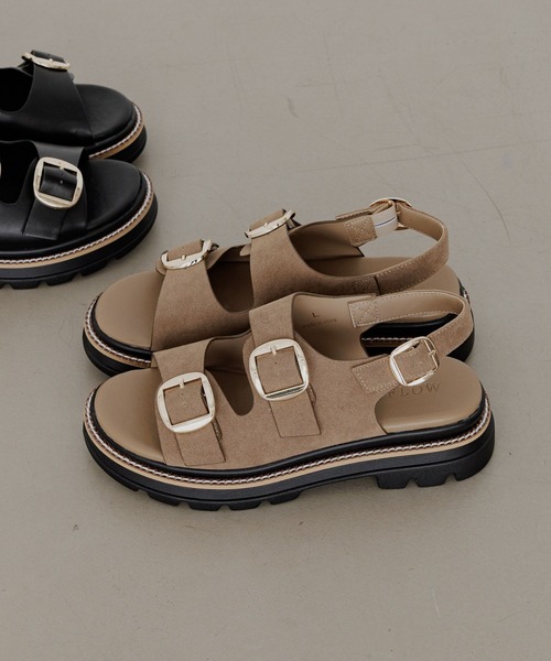 BAYFLOW（ベイフロー）の「ダブルバックルサンダル（サンダル・レディース・ベージュ/ブラック・MEDIUM/SMALL/LARGE）」の7枚目の写真