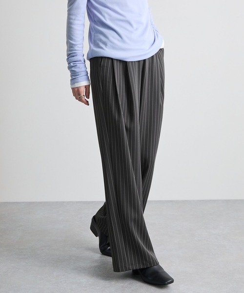 Futier land（フューティアランド）の「ストライプツータックスラックス（デニムパンツ・レディース・グレイッシュベージュ/チャコールグレー・MEDIUM）」の13枚目の写真