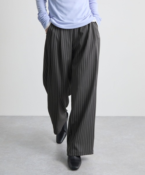 Futier land（フューティアランド）の「ストライプツータックスラックス（デニムパンツ・レディース・グレイッシュベージュ/チャコールグレー・MEDIUM）」の14枚目の写真