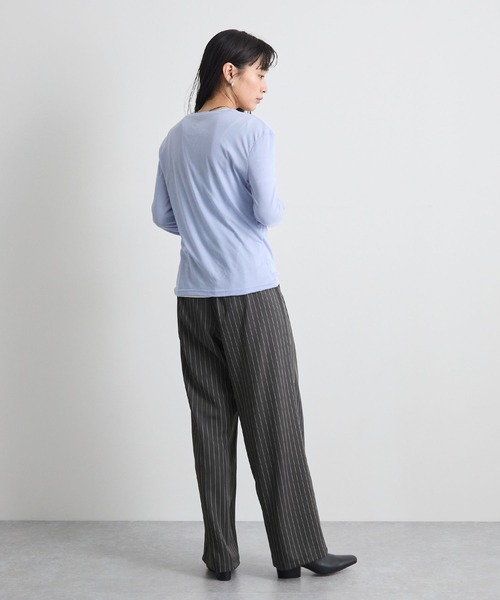 Futier land（フューティアランド）の「ストライプツータックスラックス（デニムパンツ・レディース・グレイッシュベージュ/チャコールグレー・MEDIUM）」の17枚目の写真