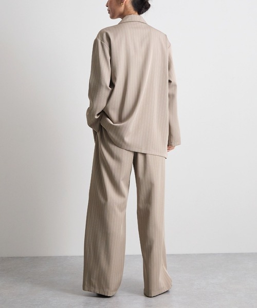 Futier land（フューティアランド）の「ストライプツータックスラックス（デニムパンツ・レディース・グレイッシュベージュ/チャコールグレー・MEDIUM）」の4枚目の写真