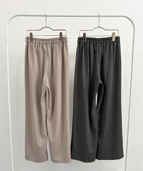 Futier land（フューティアランド）の「ストライプツータックスラックス（デニムパンツ・レディース・グレイッシュベージュ/チャコールグレー・MEDIUM）」の8枚目の写真