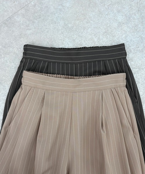 Futier land（フューティアランド）の「ストライプツータックスラックス（デニムパンツ・レディース・グレイッシュベージュ/チャコールグレー・MEDIUM）」の9枚目の写真