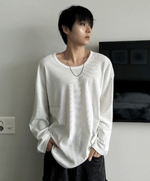 COSYHARU（コシハル）の「ワッフルUネック長袖Tシャツ（Tシャツ/カットソー）」
