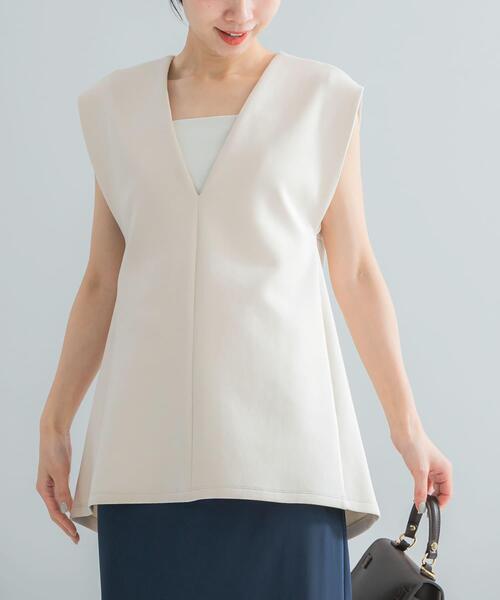 URBAN RESEARCH ROSSO WOMEN（アーバンリサーチ　ロッソ）の「Vネックポンチベスト（ベスト・レディース・ブラック/ホワイト系その他・FREE）」の3枚目の写真