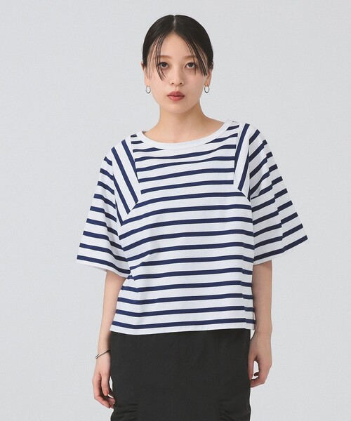 Ray BEAMS(レイビームス)の「【8/13 再値下げ】ワイドスリーブ ボックス Tシャツ(Tシャツ/カットソー・レディース・ブラック/ブルー/ホワイト・ONE SIZE)」の3枚目の写真