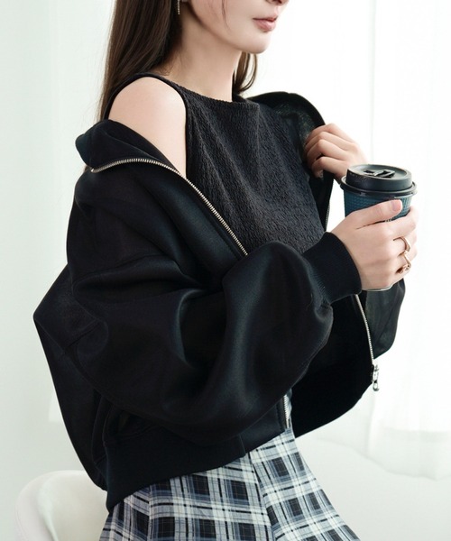DRESS PLUS(ドレスプラス)の「ブルゾン レディース アウター ジャケット(ノーカラージャケット・レディース・インディゴブルー/ブルー/オフホワイト/ブラック・M)」の12枚目の写真