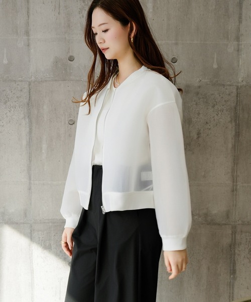 DRESS PLUS(ドレスプラス)の「ブルゾン レディース アウター ジャケット(ノーカラージャケット・レディース・インディゴブルー/ブルー/オフホワイト/ブラック・M)」の15枚目の写真
