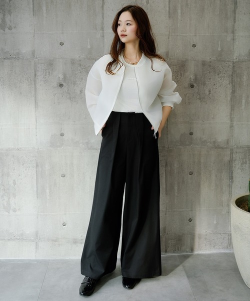 DRESS PLUS(ドレスプラス)の「ブルゾン レディース アウター ジャケット(ノーカラージャケット・レディース・インディゴブルー/ブルー/オフホワイト/ブラック・M)」の16枚目の写真