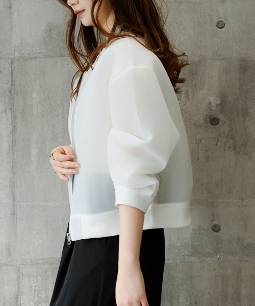 DRESS PLUS(ドレスプラス)の「ブルゾン レディース アウター ジャケット(ノーカラージャケット・レディース・インディゴブルー/ブルー/オフホワイト/ブラック・M)」の20枚目の写真