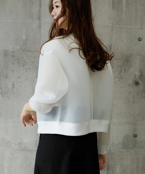 DRESS PLUS(ドレスプラス)の「ブルゾン レディース アウター ジャケット(ノーカラージャケット・レディース・インディゴブルー/ブルー/オフホワイト/ブラック・M)」の21枚目の写真