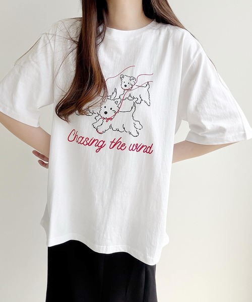 Nana(ナナ)の「ドッグプリント ロゴTシャツ(Tシャツ/カットソー・レディース・ホワイト/ブラック・FREE)」の10枚目の写真