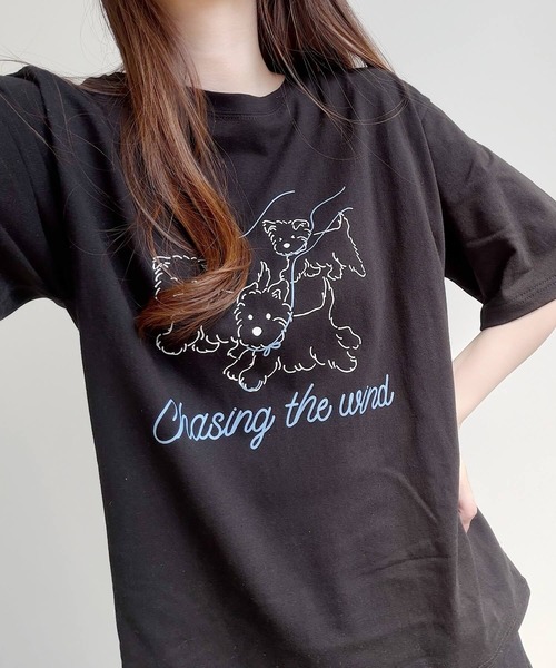 Nana(ナナ)の「ドッグプリント ロゴTシャツ(Tシャツ/カットソー・レディース・ホワイト/ブラック・FREE)」の14枚目の写真