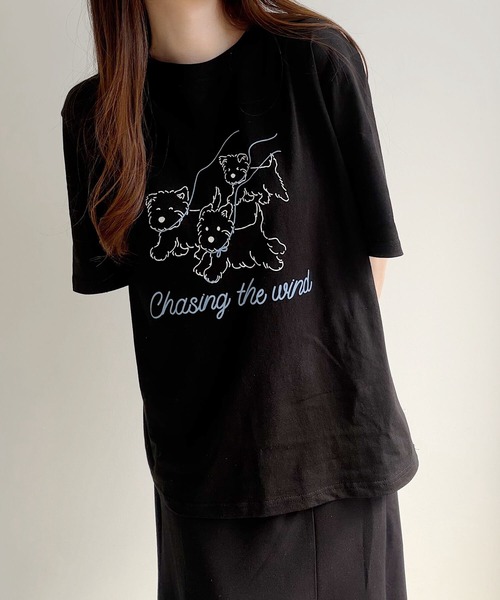 Nana(ナナ)の「ドッグプリント ロゴTシャツ(Tシャツ/カットソー・レディース・ホワイト/ブラック・FREE)」の16枚目の写真