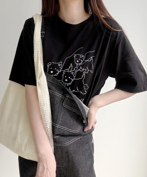 Nana(ナナ)の「ドッグプリント ロゴTシャツ(Tシャツ/カットソー・レディース・ホワイト/ブラック・FREE)」の19枚目の写真