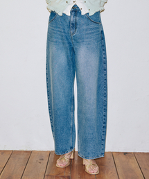 SINOON（シヌーン）の「Balloon Fit Check Heart Denim (Blue)（デニムパンツ）」