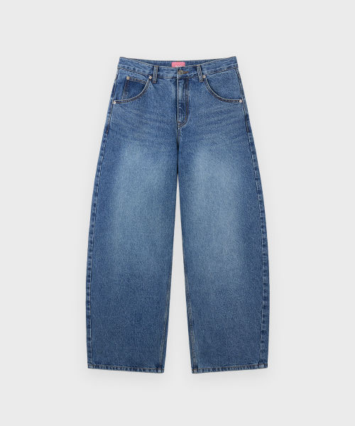 SINOON（シヌーン）の「Balloon Fit Check Heart Denim (Blue)（デニムパンツ・レディース・ブルー・SMALL/MEDIUM）」の7枚目の写真