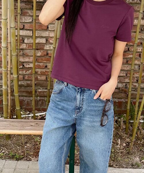 SINOON（シヌーン）の「Balloon Fit Check Heart Denim (Blue)（デニムパンツ・レディース・ブルー・SMALL/MEDIUM）」の3枚目の写真