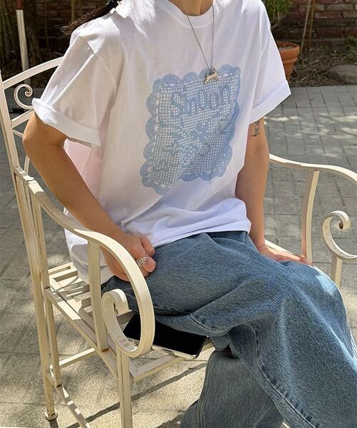 SINOON（シヌーン）の「Balloon Fit Check Heart Denim (Blue)（デニムパンツ・レディース・ブルー・SMALL/MEDIUM）」の4枚目の写真