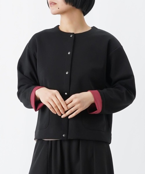 LUCA/LADY LUCK LUCA(ルカ/レディラックルカ)の「LC/LLL ダブルフェイススナップカーディガン(カーディガン/ボレロ・レディース・ベージュ/ブラック/グレー・FREE)」の2枚目の写真