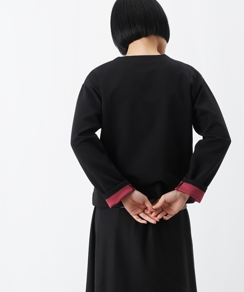 LUCA/LADY LUCK LUCA(ルカ/レディラックルカ)の「LC/LLL ダブルフェイススナップカーディガン(カーディガン/ボレロ・レディース・ベージュ/ブラック/グレー・FREE)」の6枚目の写真