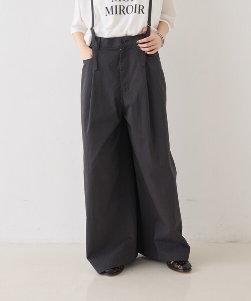 Rouge vif Anna(ルージュヴィフアンナ)の「2WAYサスペンダータックワイドパンツ/サスペンダー取り外し可能/バッグベルト付き/ポケット付き(その他パンツ・レディース・スミクロ/グレイッシュベージュ・36/38)」の18枚目の写真