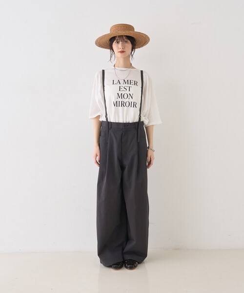 Rouge vif Anna(ルージュヴィフアンナ)の「2WAYサスペンダータックワイドパンツ/サスペンダー取り外し可能/バッグベルト付き/ポケット付き(その他パンツ・レディース・スミクロ/グレイッシュベージュ・36/38)」の12枚目の写真
