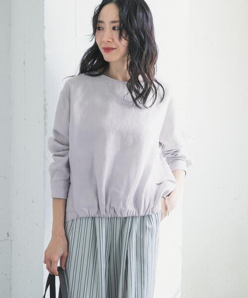 URBAN RESEARCH DOORS（アーバンリサーチドアーズ）の「リネンフロントギャザープルオーバー（シャツ/ブラウス・レディース・ネイビー/ライトグレー/ライトブルー・FREE）」の4枚目の写真