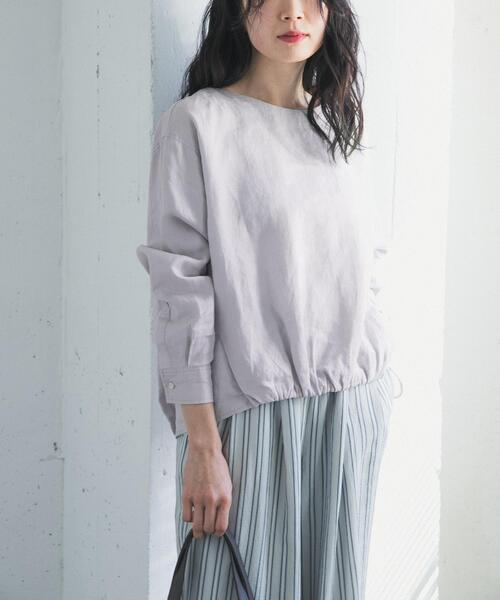 URBAN RESEARCH DOORS（アーバンリサーチドアーズ）の「リネンフロントギャザープルオーバー（シャツ/ブラウス・レディース・ネイビー/ライトグレー/ライトブルー・FREE）」の7枚目の写真