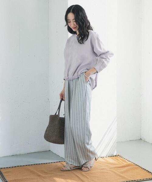 URBAN RESEARCH DOORS（アーバンリサーチドアーズ）の「リネンフロントギャザープルオーバー（シャツ/ブラウス・レディース・ネイビー/ライトグレー/ライトブルー・FREE）」の9枚目の写真