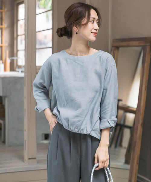 URBAN RESEARCH DOORS（アーバンリサーチドアーズ）の「リネンフロントギャザープルオーバー（シャツ/ブラウス・レディース・ネイビー/ライトグレー/ライトブルー・FREE）」の13枚目の写真