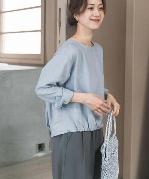 URBAN RESEARCH DOORS（アーバンリサーチドアーズ）の「リネンフロントギャザープルオーバー（シャツ/ブラウス・レディース・ネイビー/ライトグレー/ライトブルー・FREE）」の14枚目の写真