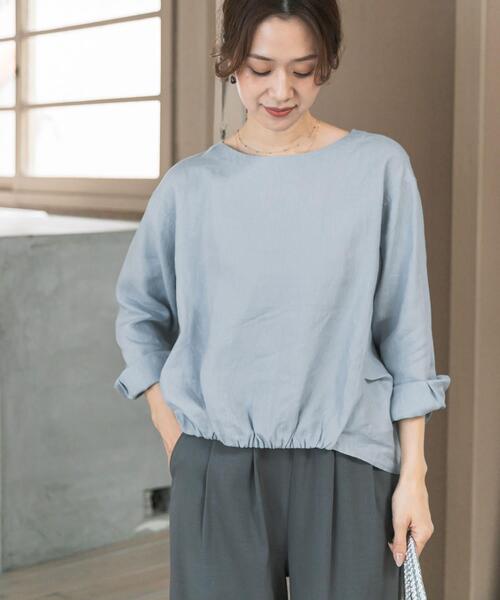 URBAN RESEARCH DOORS（アーバンリサーチドアーズ）の「リネンフロントギャザープルオーバー（シャツ/ブラウス・レディース・ネイビー/ライトグレー/ライトブルー・FREE）」の15枚目の写真