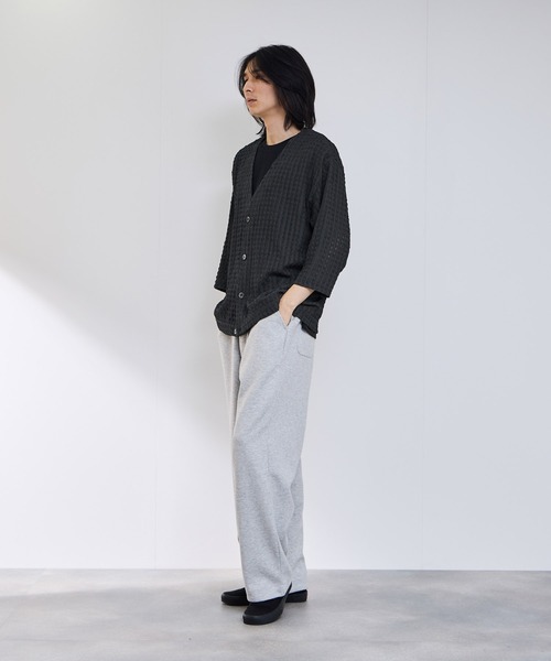URBAN COLLECTION（アーバンコレクション）の「URBAN COLLECTION ストライプレース ルーズシルエット Vネック 7分袖カーディガン（カーディガン/ボレロ・メンズ・ブラック/チャコールグレー・S/M/L/XL）」の11枚目の写真